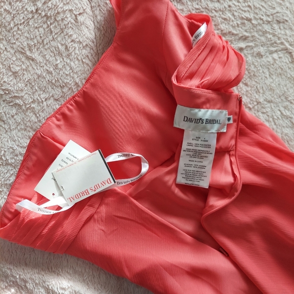 David's Bridal | Wedding | Bridesmaids | Prom Dress One Shoulder Size 4 Pink NWT - Picture 6 of 7